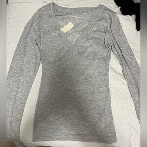 Gray Long Sleeve Top